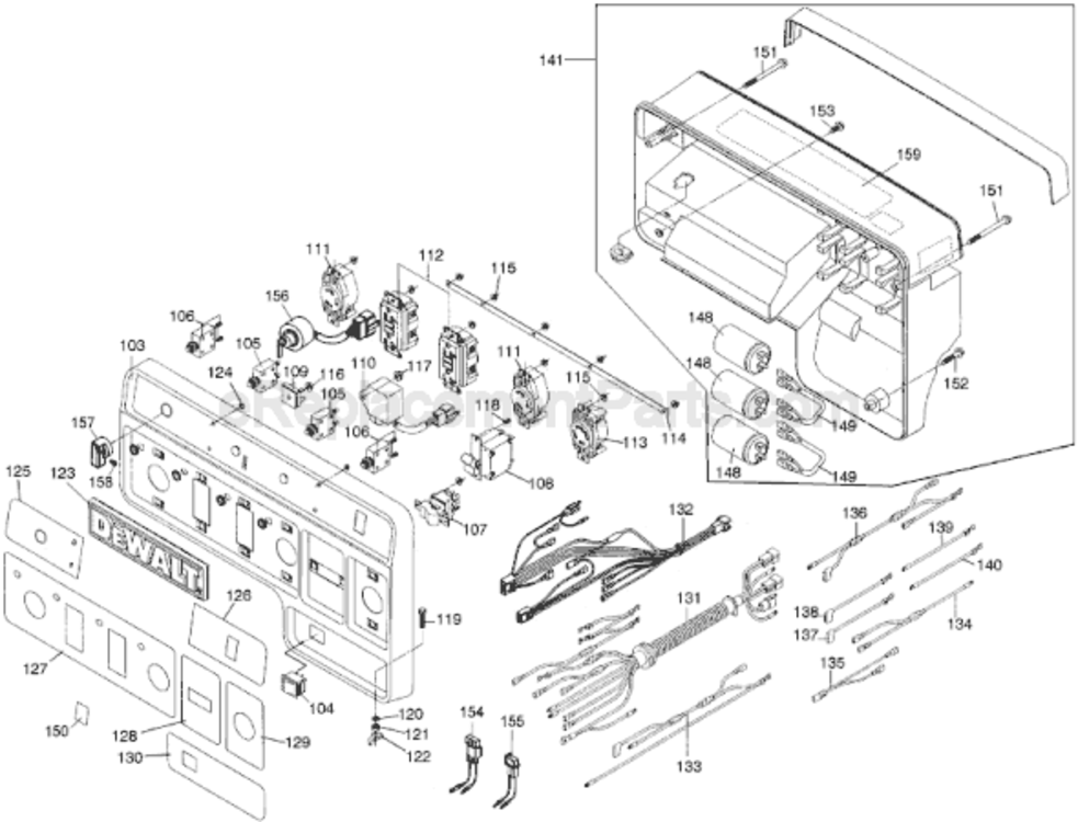 Page F Diagram and Parts List for DG7000E Type 1 DeWALT Generator