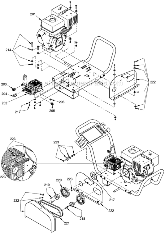 Page B Diagram and Parts List for DH4240B Type 0 DeWALT Pressure Washer