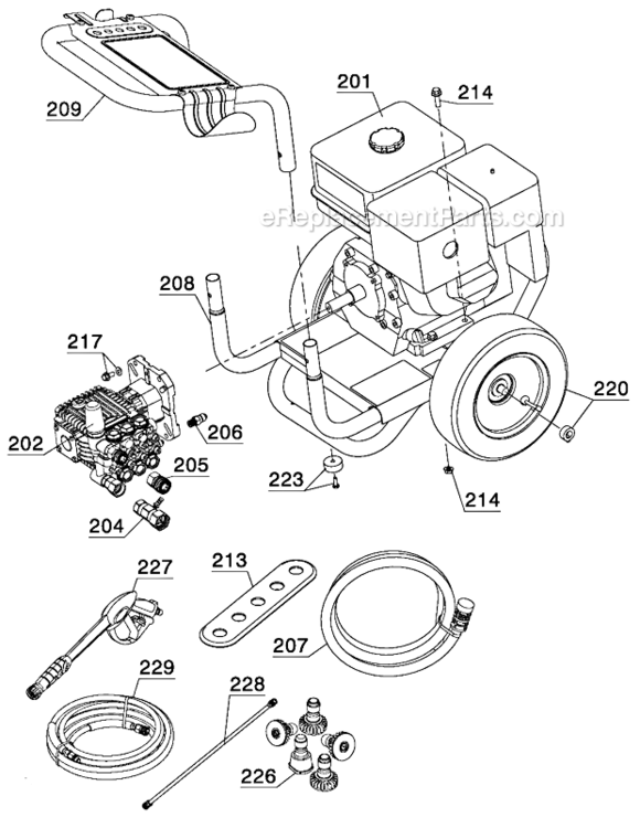 Page A Diagram and Parts List for DH4240 Type 1 DeWALT Pressure Washer