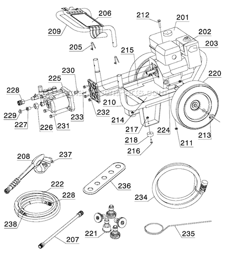 Page F Diagram and Parts List for DP2800 Type 1 DeWALT Pressure Washer