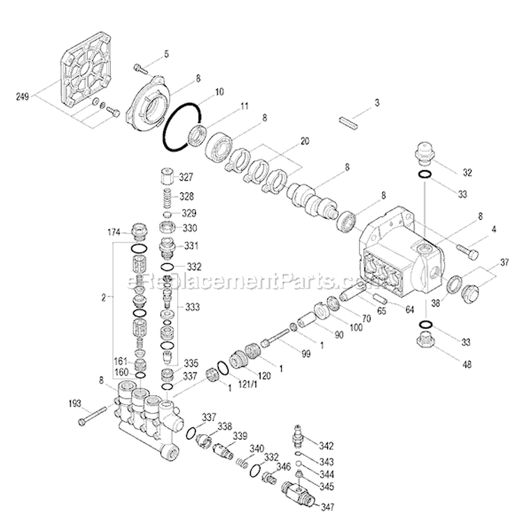 Page E Diagram and Parts List for DP3400 Type 1 DeWALT Pressure Washer