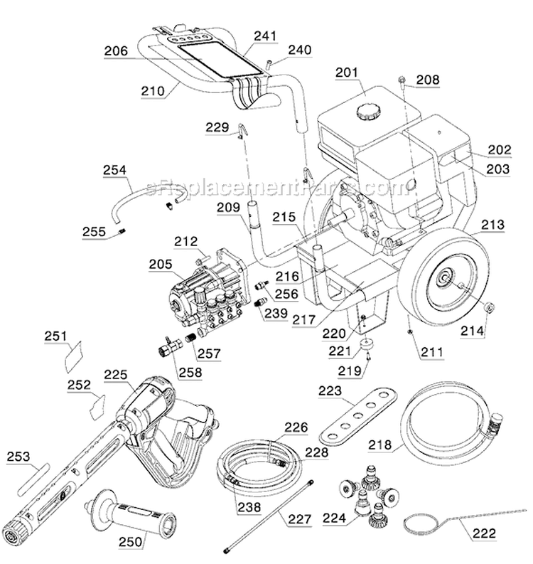 Page E Diagram and Parts List for DP3700 Type 2 DeWALT Pressure Washer