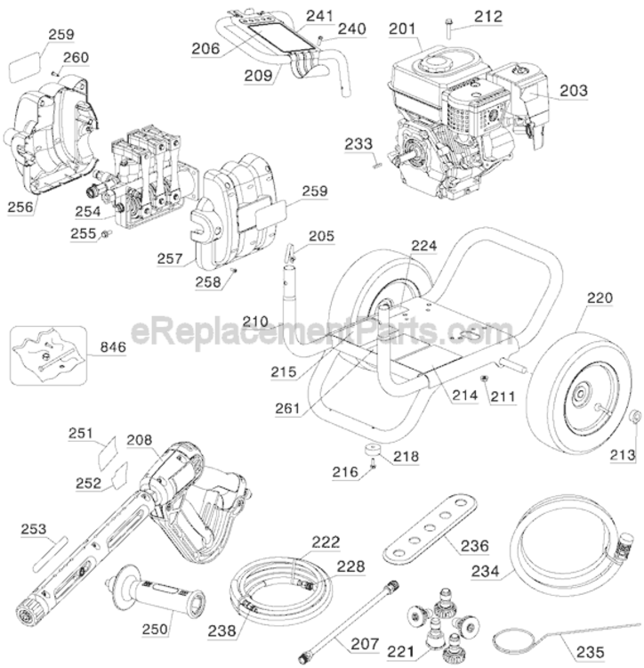 Page D Diagram and Parts List for DPD3100  DeWALT Pressure Washer