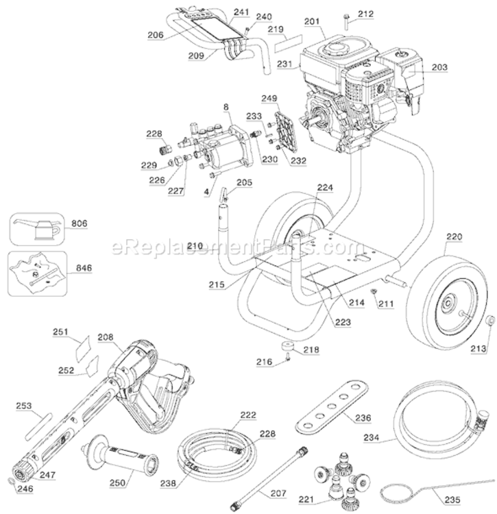 Page G Diagram and Parts List for DPD3300 Type 1 DeWALT Pressure Washer