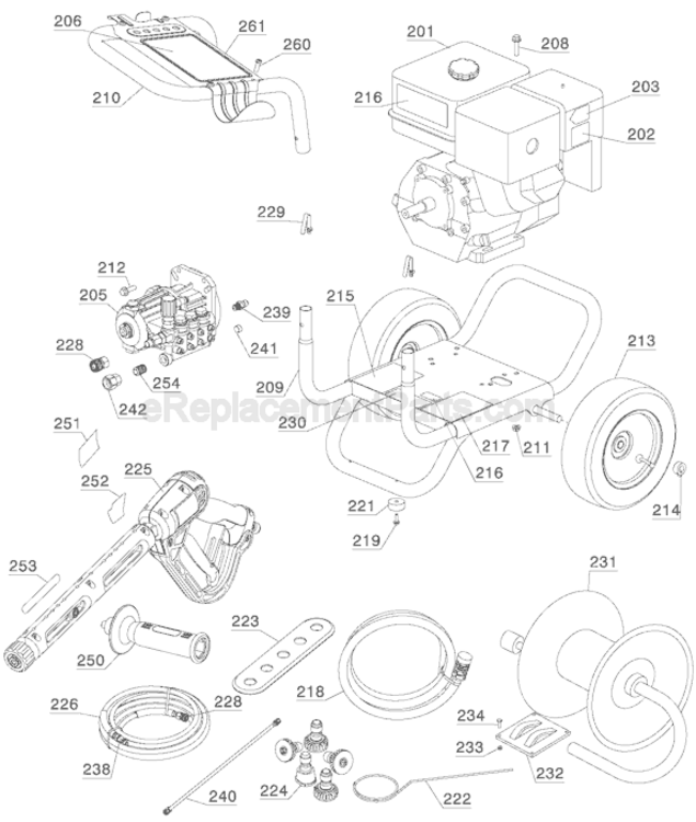 Page F Diagram and Parts List for DPH3800  DeWALT Pressure Washer