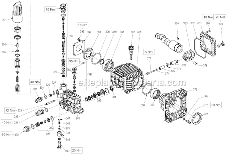 Pump After D/C0311 Sn3900 Diagram and Parts List for DPW3835  DeWALT Pressure Washer