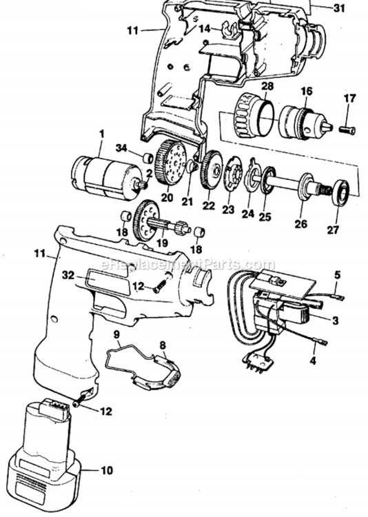 Page A Diagram and Parts List for DV50SC Type 1 DeWALT Hammer Drill