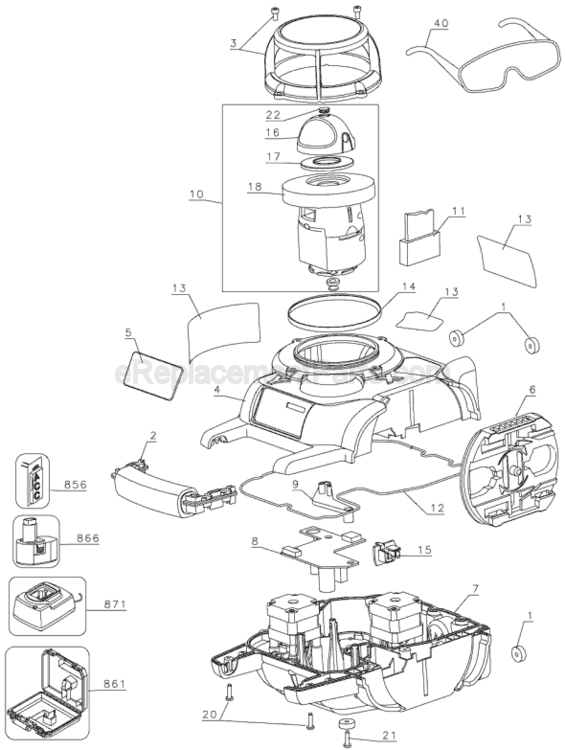Page A Diagram and Parts List for DW077I Type 1 DeWALT Router