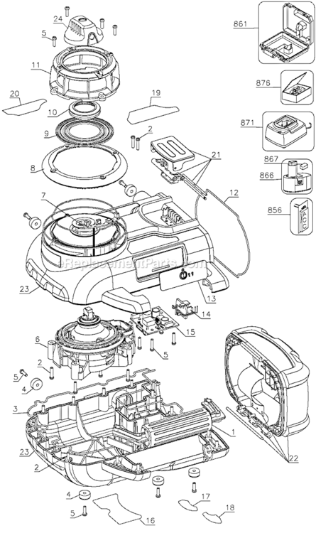 Page A Diagram and Parts List for DW079KD Type 1 DeWALT Router