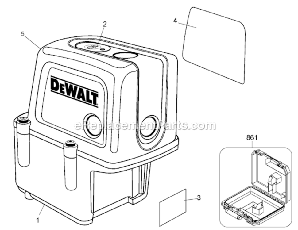 Page A Diagram and Parts List for DW084K Type 1 DeWALT Worklight & Flashlight