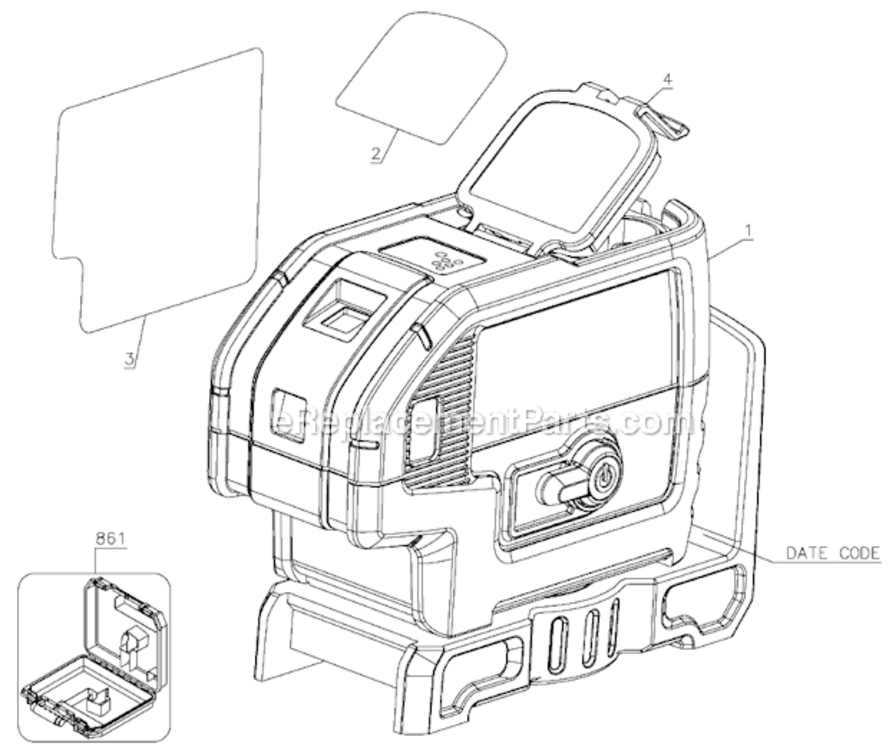 Page A Diagram and Parts List for DW085K Type 1 DeWALT Laser Level