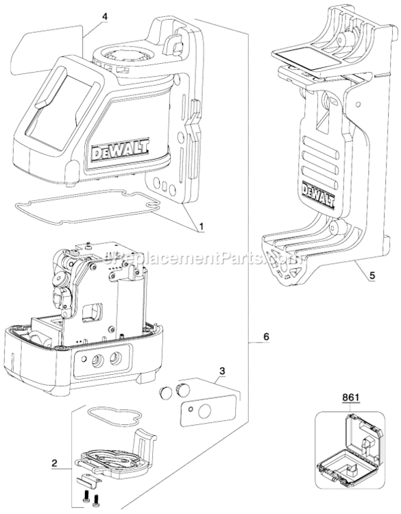Page A Diagram and Parts List for DW086 Type 1 DeWALT Laser Level