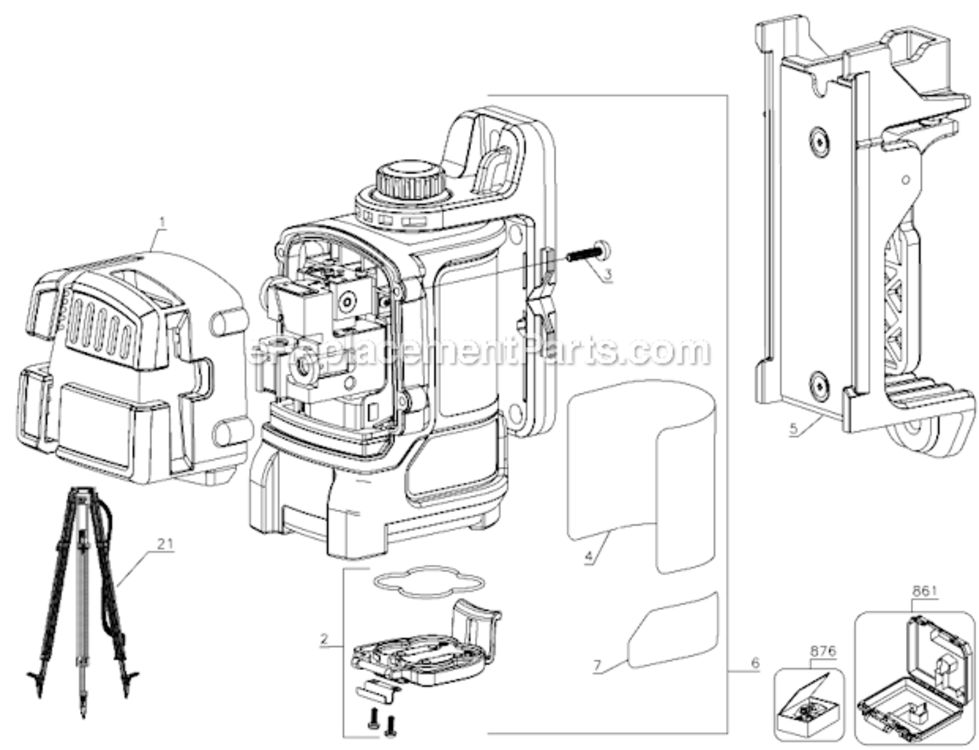 Page A Diagram and Parts List for DW089HK Type 1 DeWALT Worklight & Flashlight