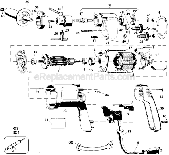 Page A Diagram and Parts List for DW110 Type 2 DeWALT Electric Drill