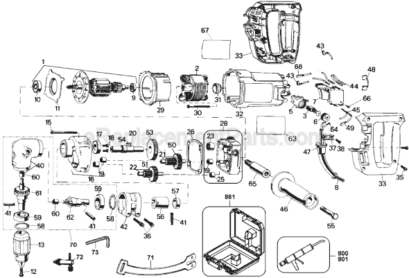 Page A Diagram and Parts List for DW120K Type 1 DeWALT Electric Drill