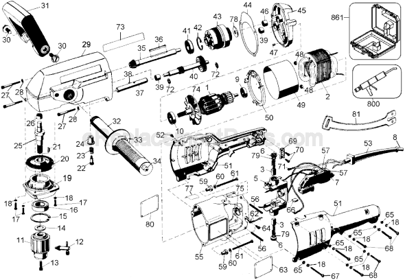 Page A Diagram and Parts List for DW124 Type 1 DeWALT Electric Drill