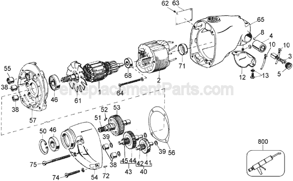 Page A Diagram and Parts List for DW131-95 Type 1 DeWALT Electric Drill