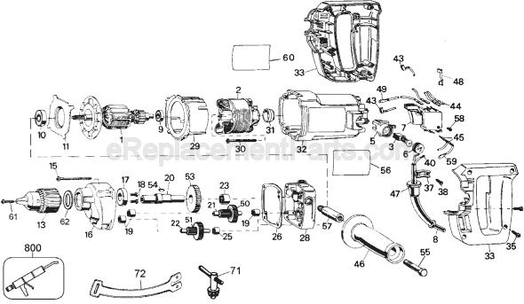 Page A Diagram and Parts List for DW142 Type 2 DeWALT Electric Drill