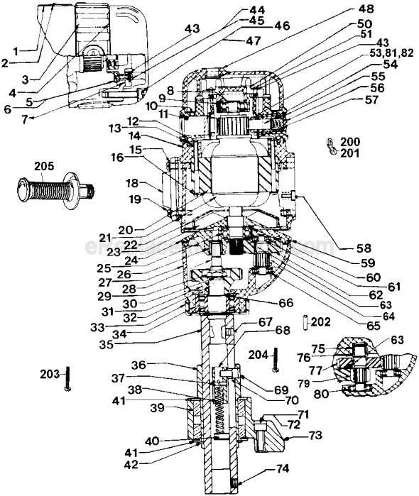 Page A Diagram and Parts List for DW154 Type 1 DeWALT Drill Press