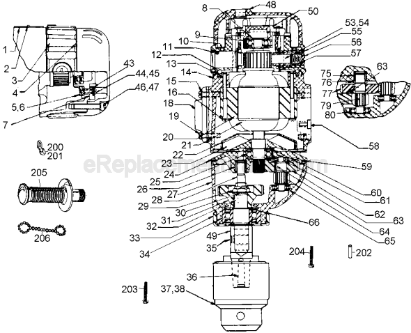 Page B Diagram and Parts List for DW156 Type 1 DeWALT Drill Press