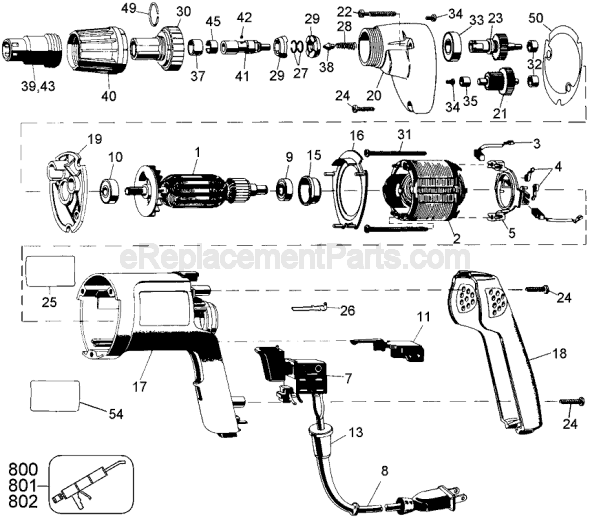 Page A Diagram and Parts List for DW259 Type 1 DeWALT Electric Drill