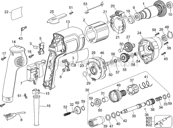 Page A Diagram and Parts List for DW268G Type 2 DeWALT Electric Drill
