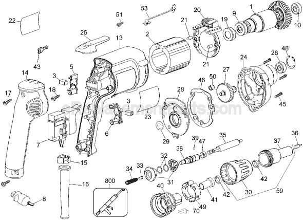 Page A Diagram and Parts List for DW272WT Type 2 DeWALT Electric Drill