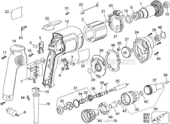 Page A Diagram and Parts List for DW274W Type 2 DeWALT Electric Drill
