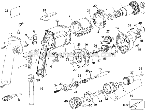 Page A Diagram and Parts List for DW276 Type 4 DeWALT Electric Drill