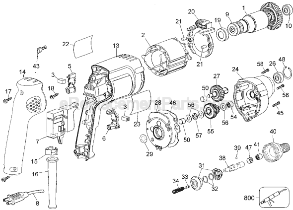 Page A Diagram and Parts List for DW284 Type 3 DeWALT Electric Drill