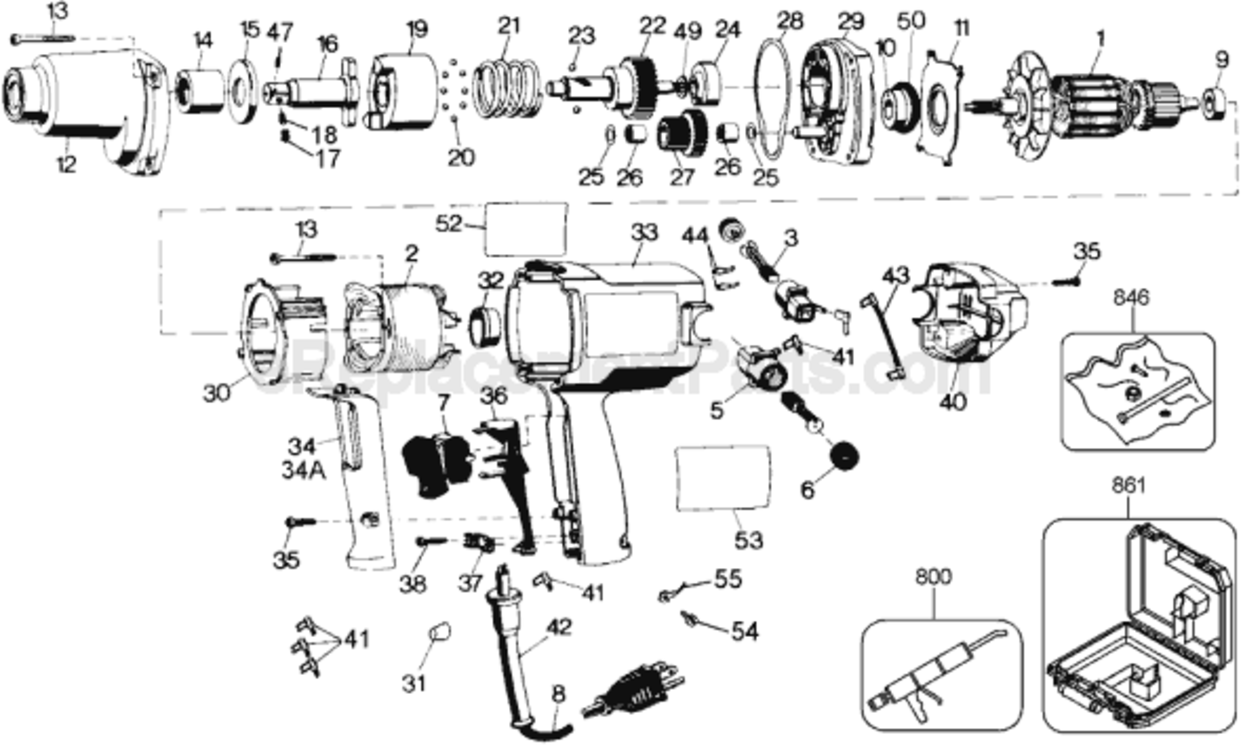 Page A Diagram and Parts List for DW290G Type 1 DeWALT Impact Driver