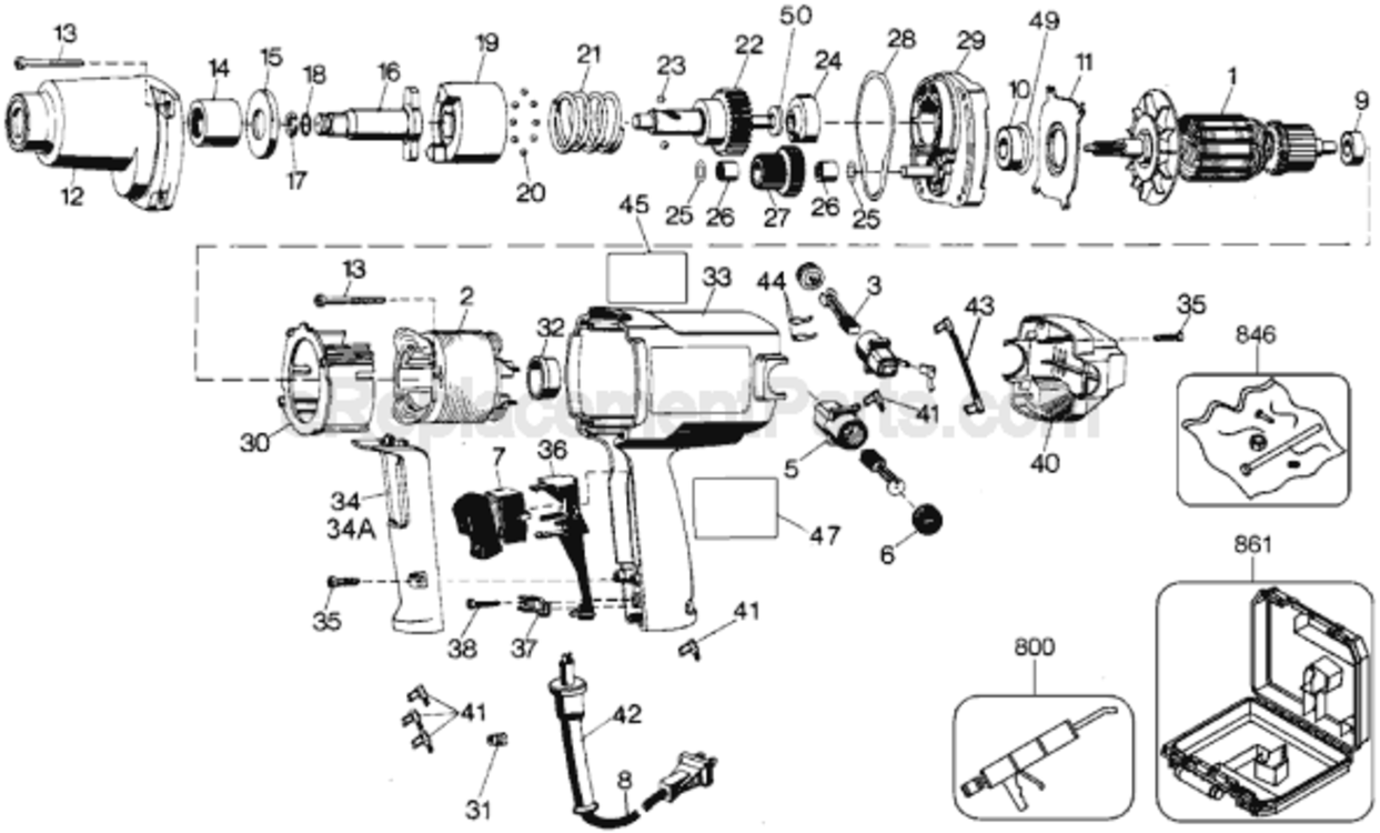 Page A Diagram and Parts List for DW291 Type 2 DeWALT Impact Driver