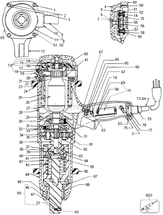Page A Diagram and Parts List for DW299 Type 1 DeWALT Impact Driver