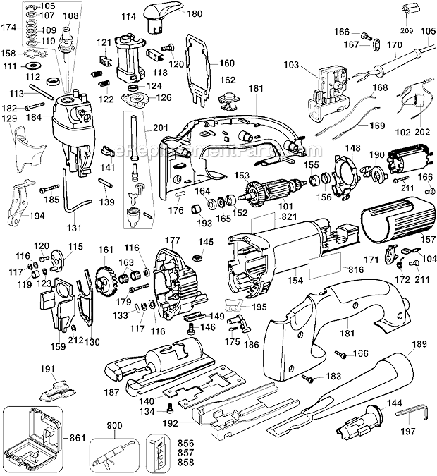 Page A Diagram and Parts List for DW321K-B3  DeWALT Jig Saw