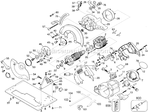 Page A Diagram and Parts List for DW359-B2 Type 2 DeWALT Circular Saw
