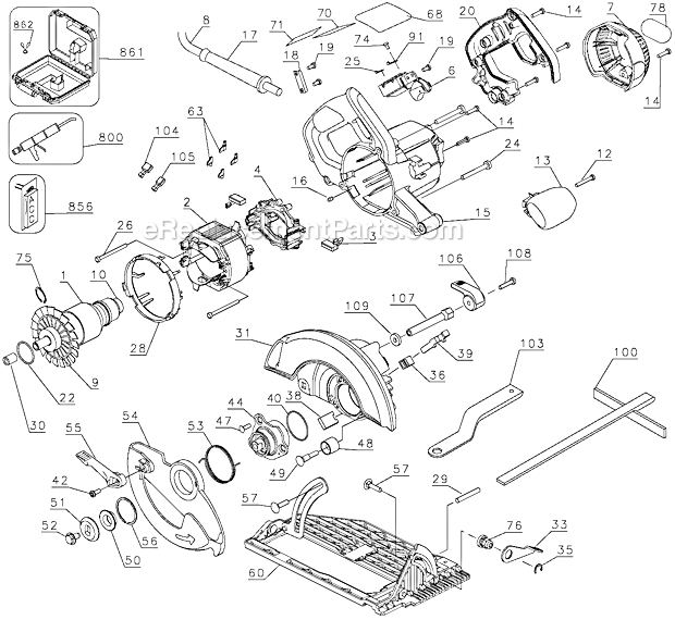 Page A Diagram and Parts List for DW369CSK Type 4 DeWALT Circular Saw