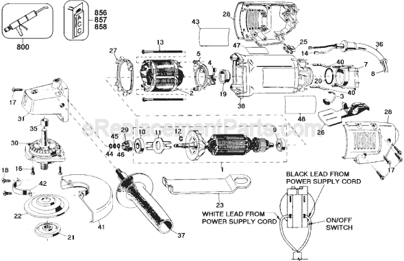 Page A Diagram and Parts List for DW402 Type 1 DeWALT Angle Grinder