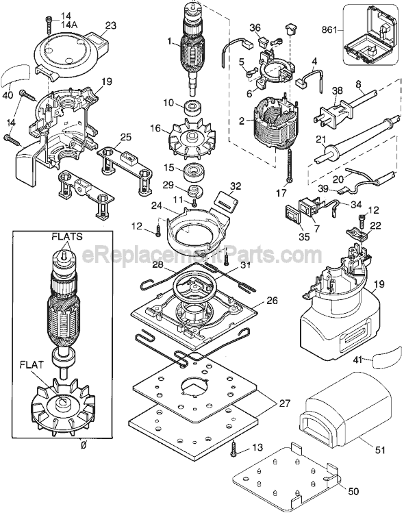 Page A Diagram and Parts List for DW411 Type 1 DeWALT Sander Polisher