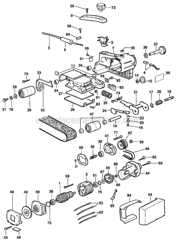 Page A Diagram and Parts List for DW430 Type 4 DeWALT Sander Polisher