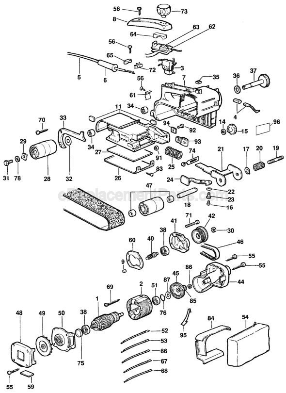 Page A Diagram and Parts List for DW431 Type 4 DeWALT Sander Polisher