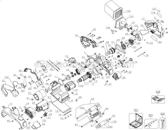 Page A Diagram and Parts List for DW433K Type 1 DeWALT Sander Polisher
