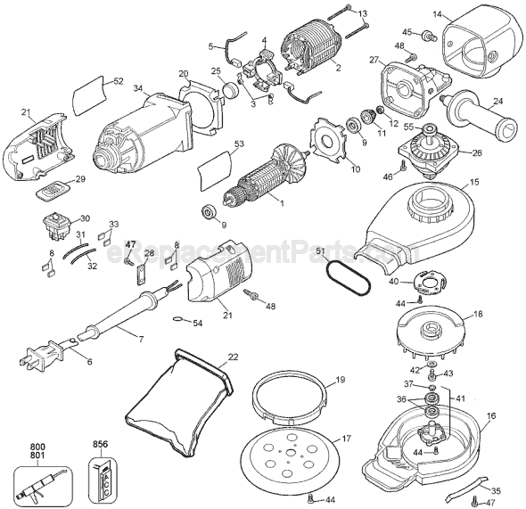 Page A Diagram and Parts List for DW442 Type 1 DeWALT Angle Grinder