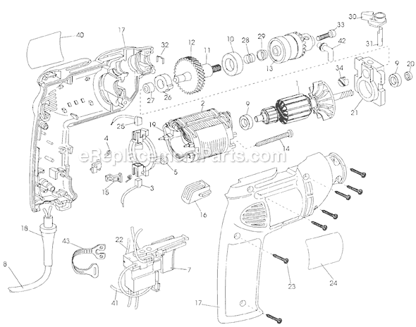 Page A Diagram and Parts List for DW503-B2 Type 2 DeWALT Hammer Drill