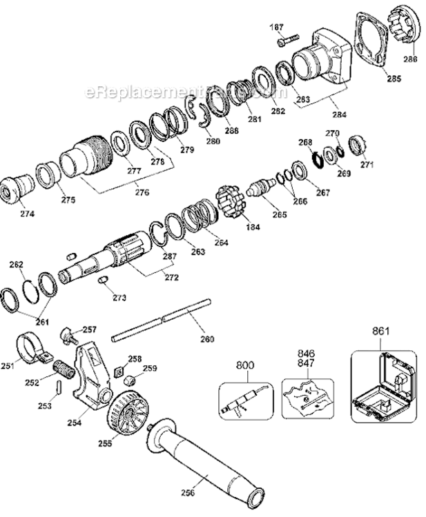 Page A Diagram and Parts List for DW540K Type 3 DeWALT Hammer Drill