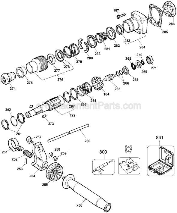 Page A Diagram and Parts List for DW540 Type 3 DeWALT Hammer Drill