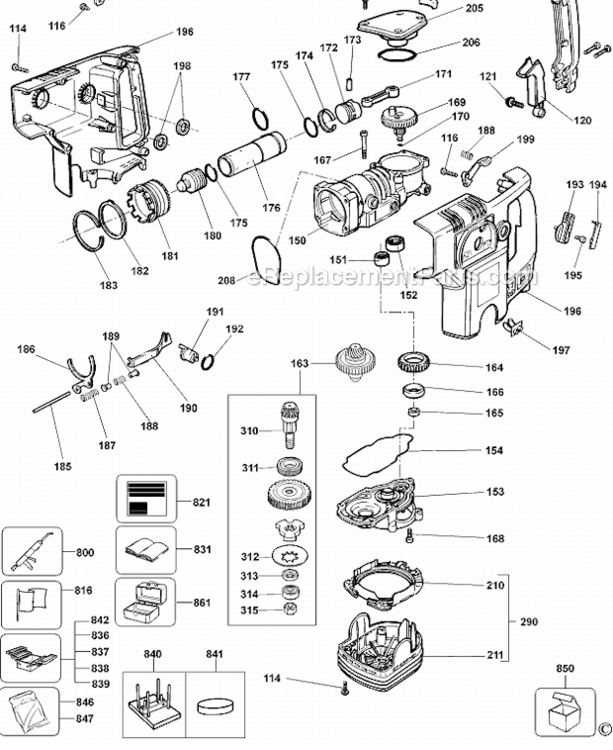 Page A Diagram and Parts List for DW545K-AR Type 103 DeWALT Hammer Drill