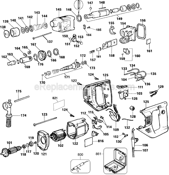 Page A Diagram and Parts List for DW567220 Type 1 DeWALT Hammer Drill