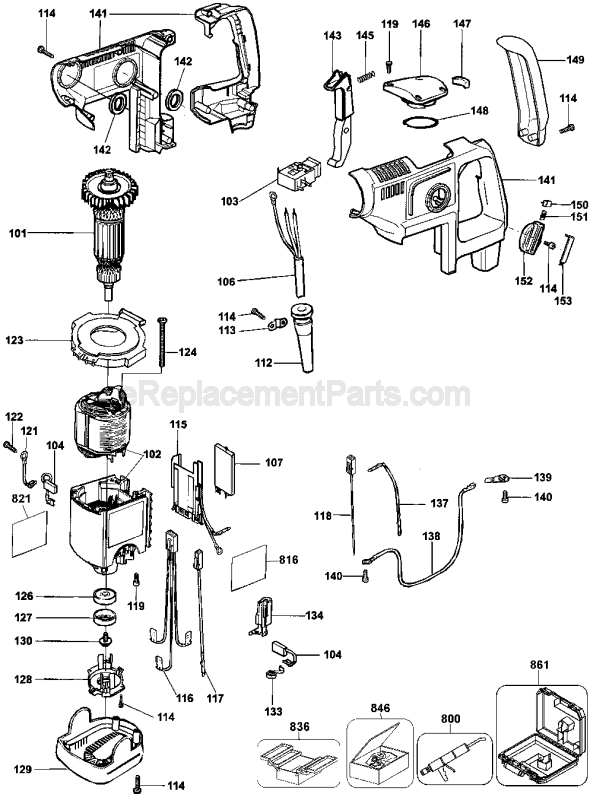 Page B Diagram and Parts List for DW568 Type 1 DeWALT Hammer Drill