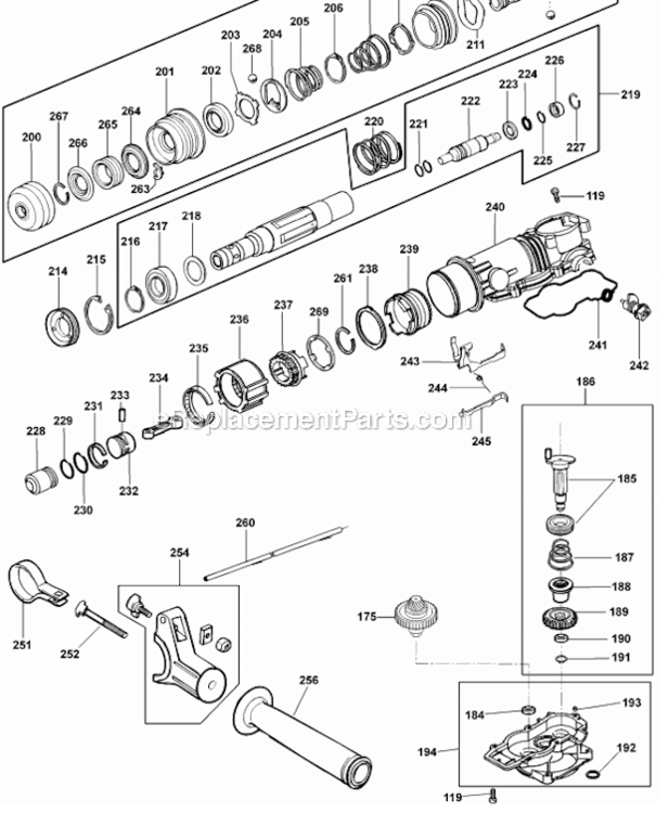 Page A Diagram and Parts List for DW570K-AR Type 2 DeWALT Hammer Drill
