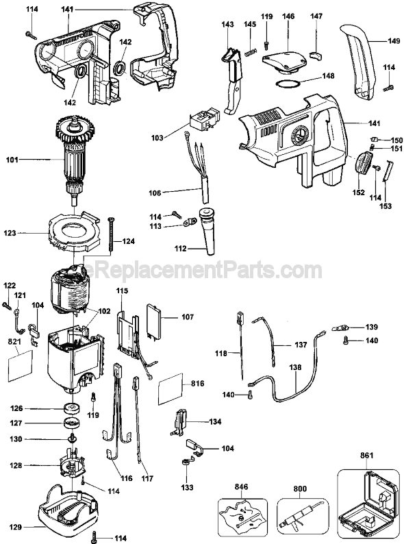 Page A Diagram and Parts List for DW570 Type 1 DeWALT Hammer Drill